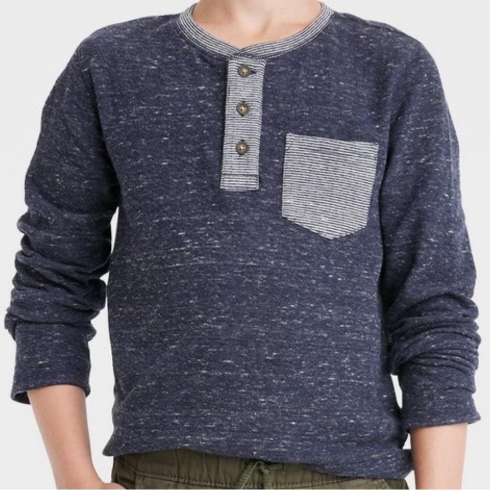 CAT & JACK Boys' Long Sleeve Knit Henley Long Sleeve Tee T-Shirt XL 16